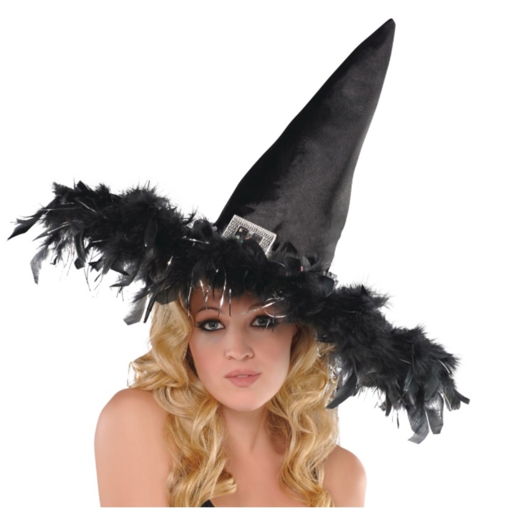Black Witch Hat Costume - Feathers, Mesh, and Sequins… oh my!